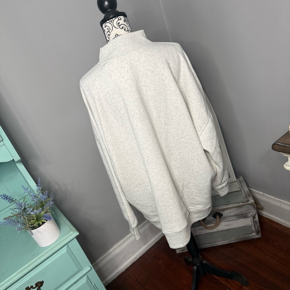 American Eagle Every Day Luxe Mock Neck Sweatshirt Size XL Light Heather Gray - Picture 9 of 14